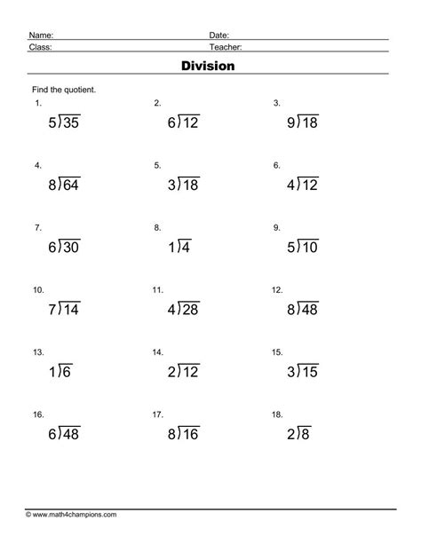 Multi Digit Division Worksheets .